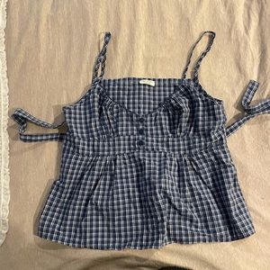 Brandy Melville Blue Plaid cami with tie back